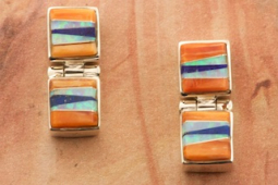 Calvin Begay Genuine Spiny Oyster Shell Sterling Silver Earrings